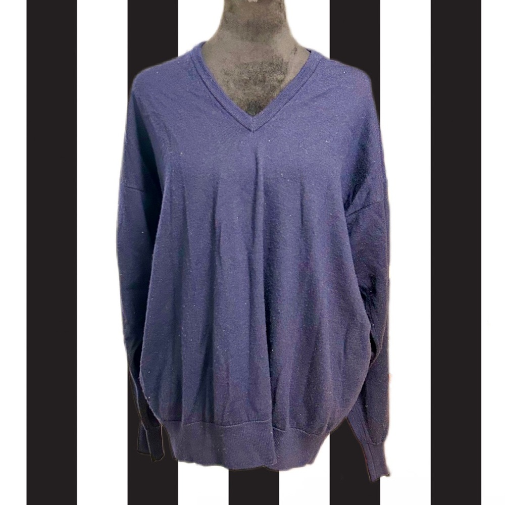Vintage 100% Lambswoo Pringle Of Scotland l V-Neck Sweater Men's Size XL Navy